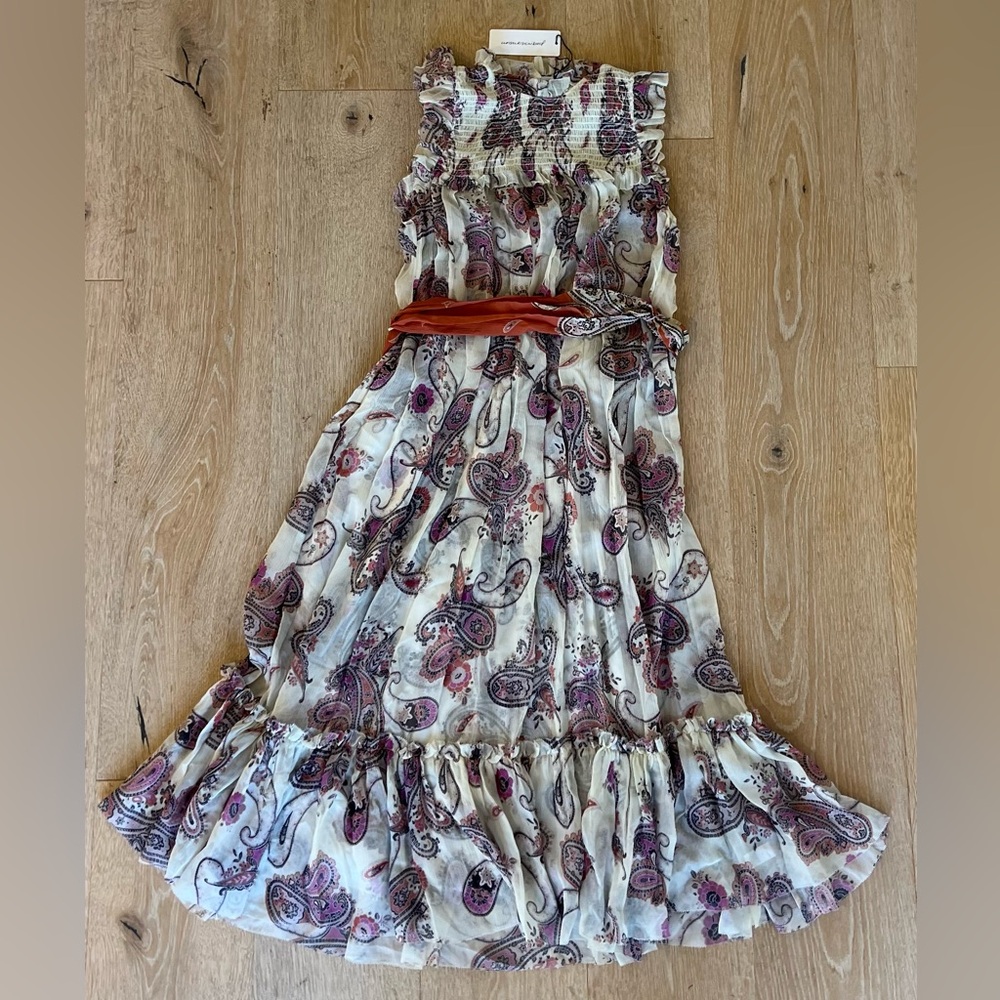 Silk Floral Paisley Dress with Belt Size Small/Medium, brand Unsubscribed